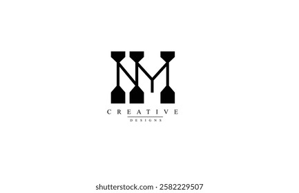 Alphabet letters Initials Monogram logo NM MN N M
