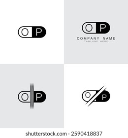 Alphabet letters Initials Monogram logo OP PO O P