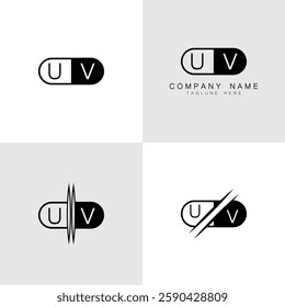 Alphabet letters Initials Monogram logo UV, VU, U and V
