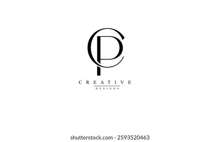 Alphabet letters Initials Monogram logo PC CP P C