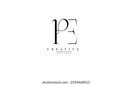 Alphabet letters Initials Monogram logo PE EP P E