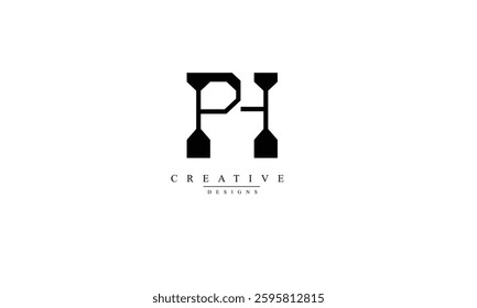  Alphabet letters Initials Monogram logo PH HP P H