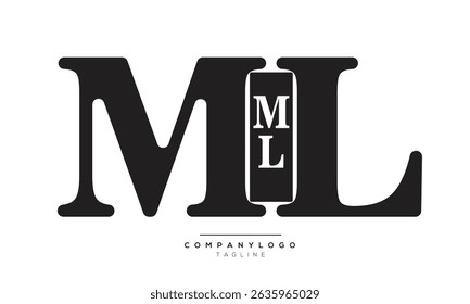 Alphabet letters Initials Monogram logo, ,ML INITIAL, ML letter