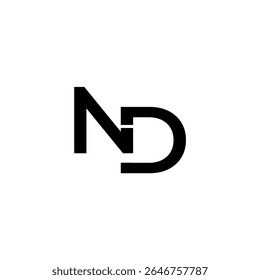 Letras alfabéticas Iniciais Logotipo do monograma ND, ND INICIAL, ND letra