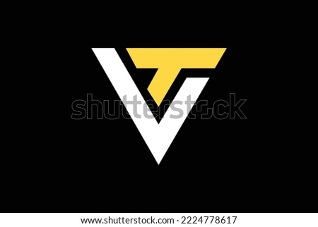 Alphabet letters Initials Monogram logo VT TV V T VF with black background