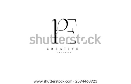 Alphabet letters Initials Monogram logo PE EP P E