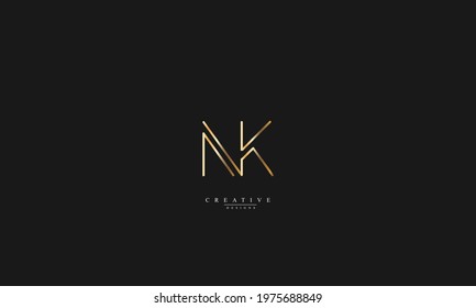 Alphabet letters Initials Monogram NK KN N K