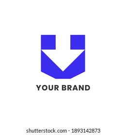 Alphabet letters Initials Monogram Simple Logo IU, UI, Arrow For Company Business. Elegant Minimalist Modern Logo Design