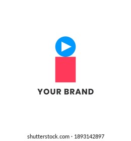 Alphabet letters Initials Monogram Simple Logo I Play Button For Company Business. Elegant Minimalist Modern Logo Design