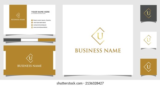 Alphabet letters initials monogram U logo with business card design 