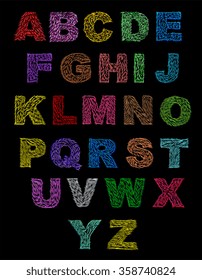 alphabet letters, inscription rainbow, fluffy, fur, hairy, shaggy, fur, color colors