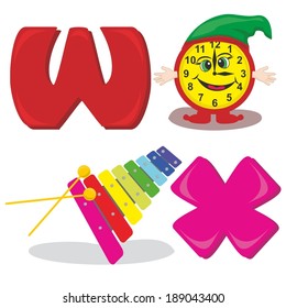 Alphabet letters for the kids W, X