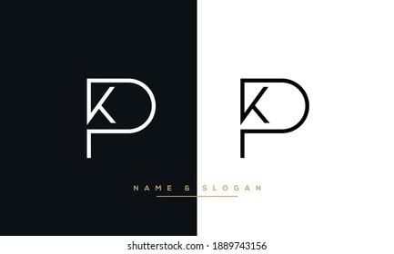 Alphabet Letters KP, PK, Abstract Logo Monogram Template	

