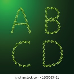 alphabet letters leaf design ABCD