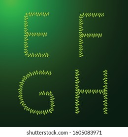 alphabet letters leaf design EFGH