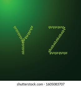 alphabet letters leaf design YZ