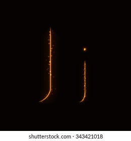 Alphabet letters of lights on dark background