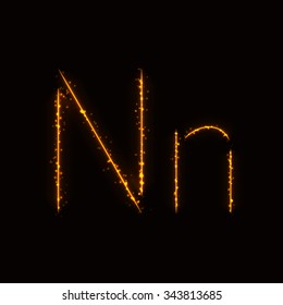 Alphabet letters of lights on dark background
