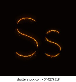 Alphabet letters of lights on dark background