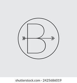 alphabet letters logo B monogram in circle bow and arrow logo