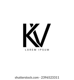 Alphabet letters logo KV, VK, K and V,

