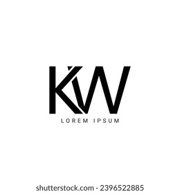 Alphabet letters logo KW, WK, K and W,

