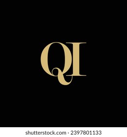 Alphabet letters logo QI, IQ, Q and I,

