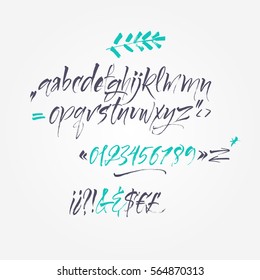 Alphabet letters: lowercase, numbers. Vector alphabet. Hand drawn let
