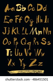 Alphabet letters lowercase. Vector alphabet. Hand drawn letters. Letters of the alphabet written with a paint brush.