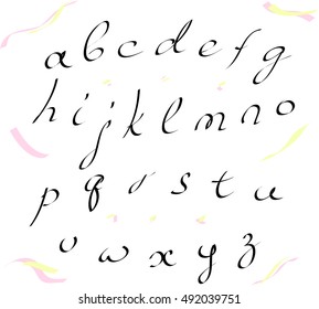 Alphabet letters. lowercase. Vector Hand drawn letters written with a paint brush