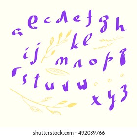 Alphabet letters. lowercase. Vector Hand drawn letters written with a paint brush