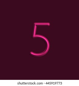 Alphabet letters of magenta color lights, 3d line with smooth shadow
