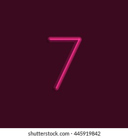 Alphabet letters of magenta color lights, 3d line with smooth shadow