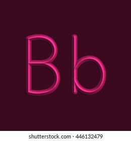 Alphabet letters of magenta color lights, 3d line with smooth shadow
