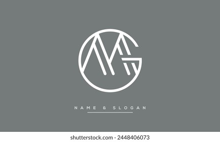 Letras del alfabeto MG o GM logotipo inicial monograma