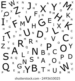 alphabet letters, mixed letters vector isolated on background,