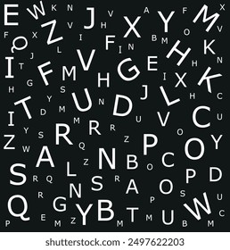 Letras del alfabeto, Vector de letras mixtas aislado en el fondo,