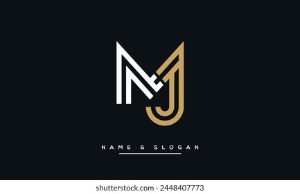 Letras del alfabeto MJ o JM logotipo inicial monograma
