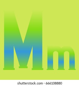 Alphabet letters Mm in colored gradient