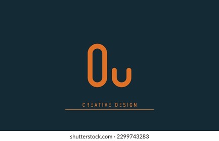 Alphabet letters Modern Creative logo OU , UO