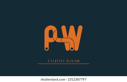 Alphabet letters Modern Creative logo PW , WP