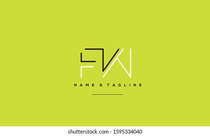 Alphabet letters monogram icon logo FW,WF,F and W