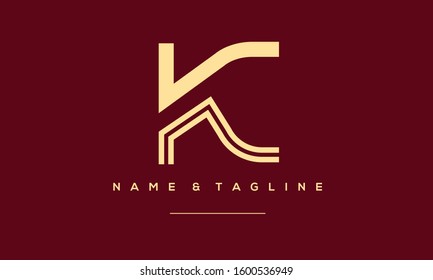 Alphabet letters monogram icon logo of KC,CK,C and K