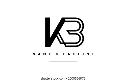 Alphabet letters monogram icon logo of KB,BK,K and B