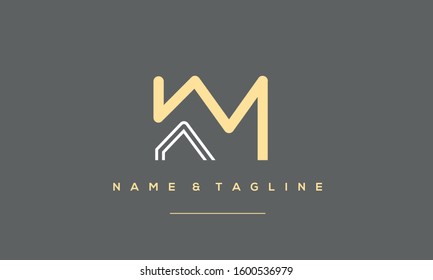 Alphabet letters monogram icon logo of KM,MK,K and M