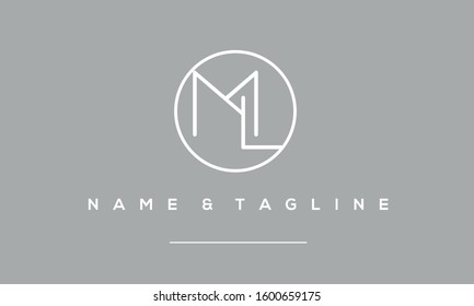 Alphabet letters monogram icon logo of ML,LM,M and L