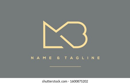 Alphabet letters monogram icon logo of MB,BM,B,M
