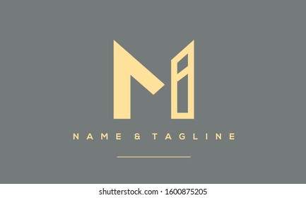 Alphabet letters monogram icon logo of MI,IM,I and M