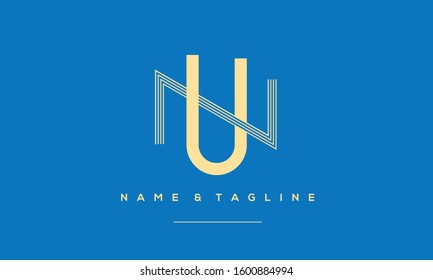 Alphabet letters monogram icon logo of UN or NU