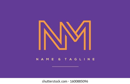 Alphabet letters monogram icon logo of NM,MN,N or M